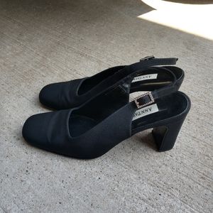Ann Taylor Black Satin Sling Back Heel
